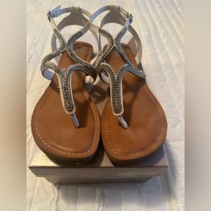 Fergie White Sandals with Rhinestones